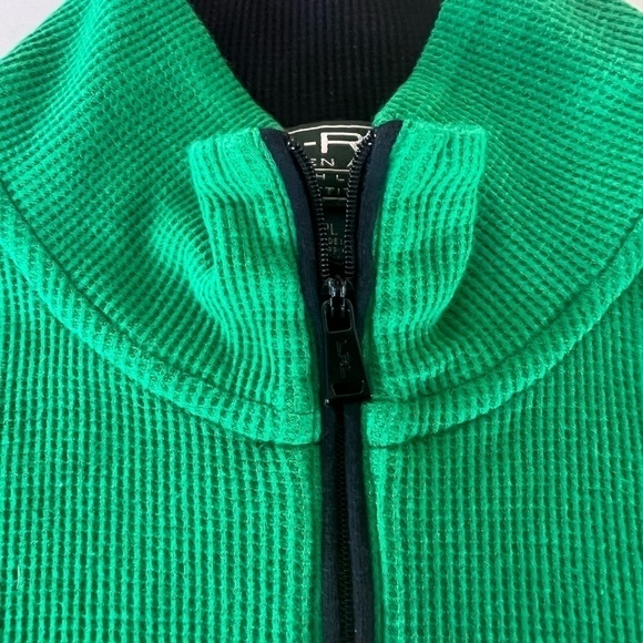 Lauren Ralph Lauren Kelly Green Waffle Weave Quarter Zip High Collar/PL - Picture 3 of 12